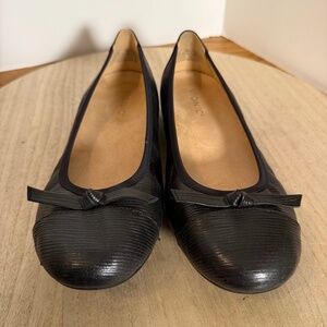 Vionic Amorie Women’s Ballet Flats Black Leather Bow Comfort Shoes Size 9 Wide